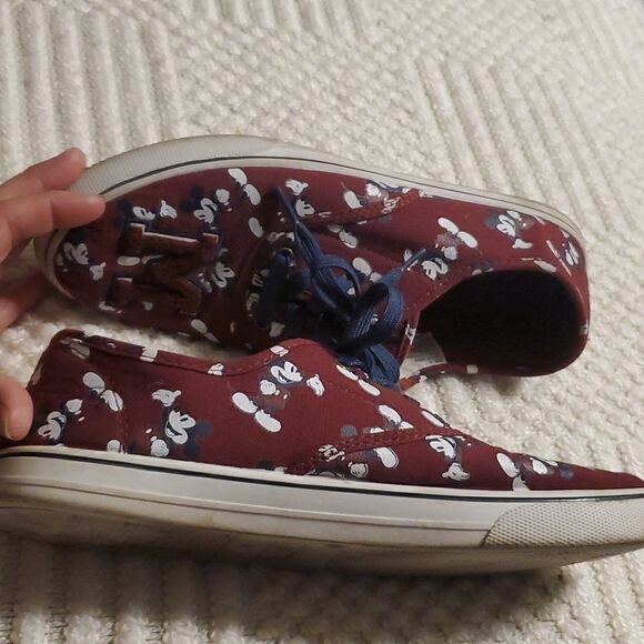 Disney's Maroon Mickey Mouse letterman vans style sneakers - Picture 4 of 9